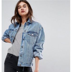 ASOS girlfriend oversized distressed denim jacket